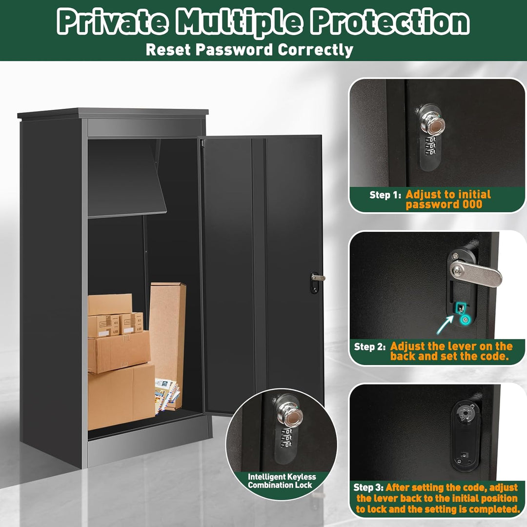 Briefkasten Paketbox für Aussen, Paketbriefkasten mit Zahlenschloss, Automobilstahl Pulverbeschichte