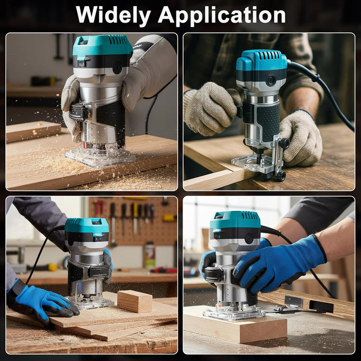 Holzfräse Oberfräse Electric Hand Holz Fräsmaschine mit Koffer - 15 Set Zubehör 980 W 330000 R/min 6