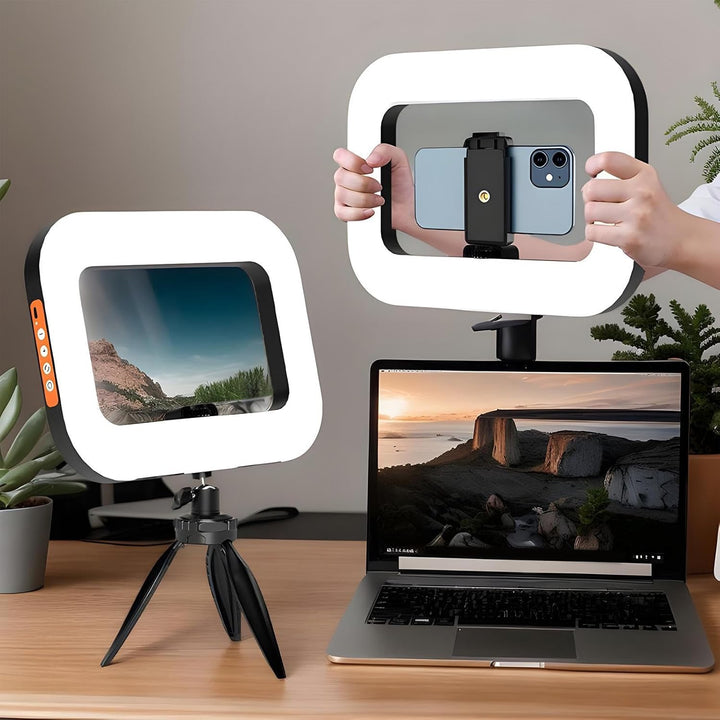 Selfie-Ringlicht – quadratischer Video-Stabilisator mit Beleuchtung | Anti-Vibrationsring für Schönh