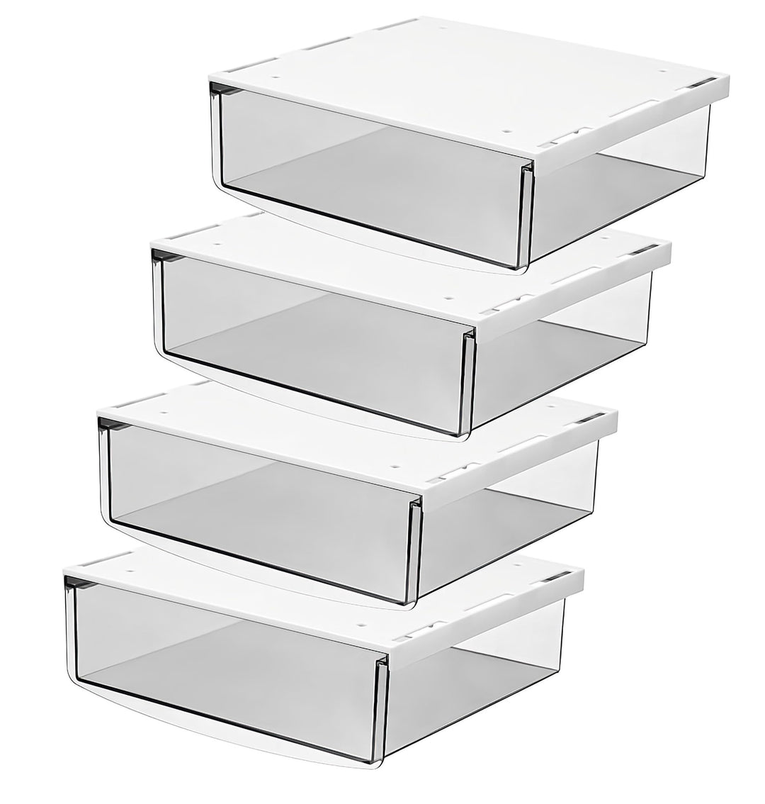 TUKA 4X 3,5L Unterschreibtisch-Schubladen 24x21x8cm, Selbstklebende Schubladen, Versteckte Unterbaus