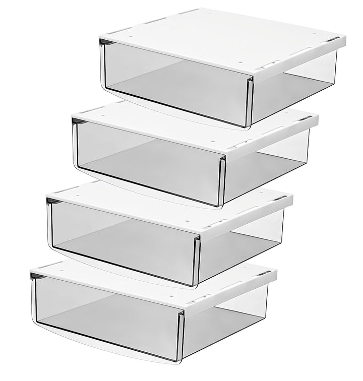 TUKA 4X 3,5L Unterschreibtisch-Schubladen 24x21x8cm, Selbstklebende Schubladen, Versteckte Unterbaus