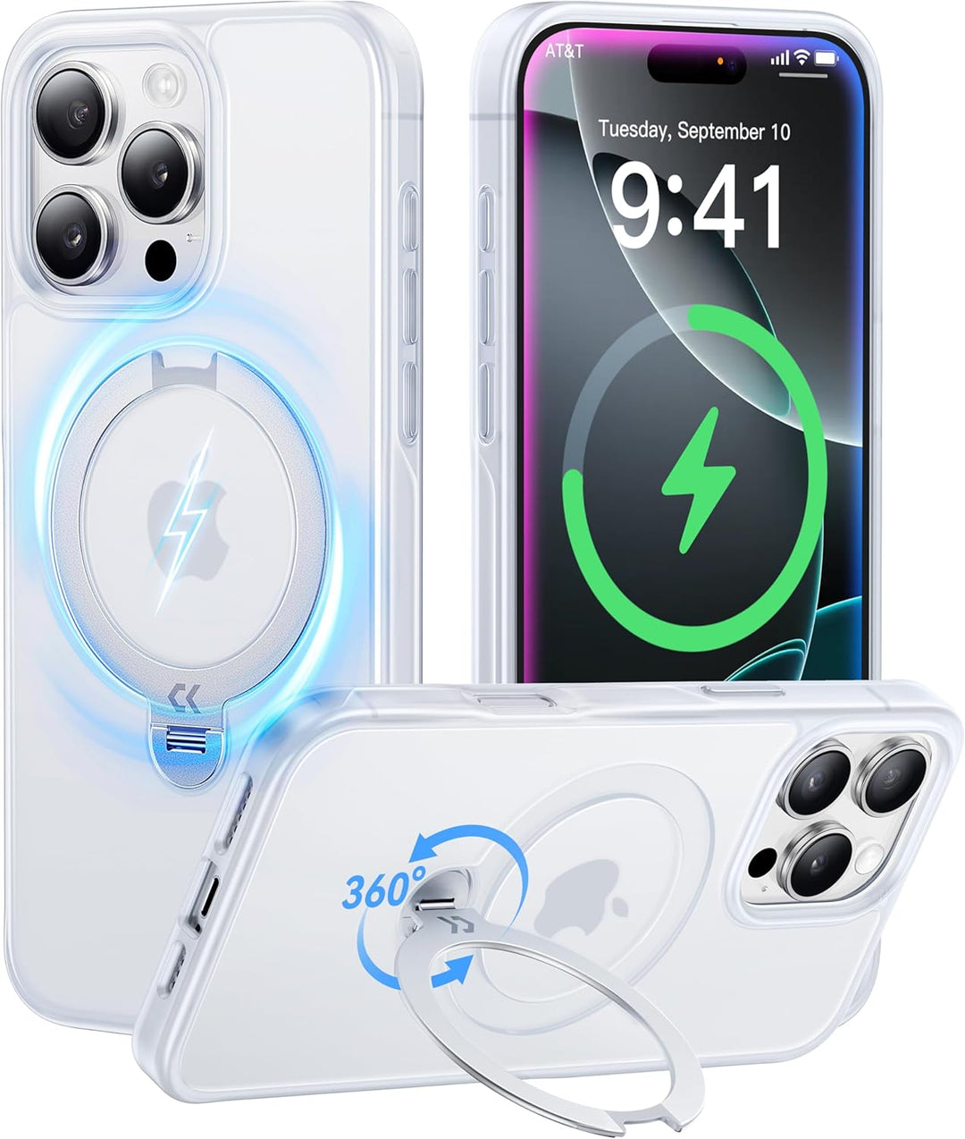 CASEKOO 360° MagicStand (Pro-Version) für iPhone 14 Pro Hülle für MagSafe [Unsichtbarer Ständer] [Mi