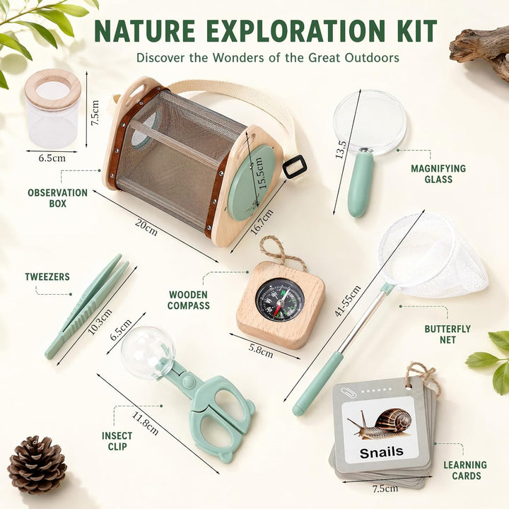 Entdecker Kit & Insektenfänger-Set, Kinder Abenteuer Entdecker Bug Set Insektenbeobachtungskäfig aus
