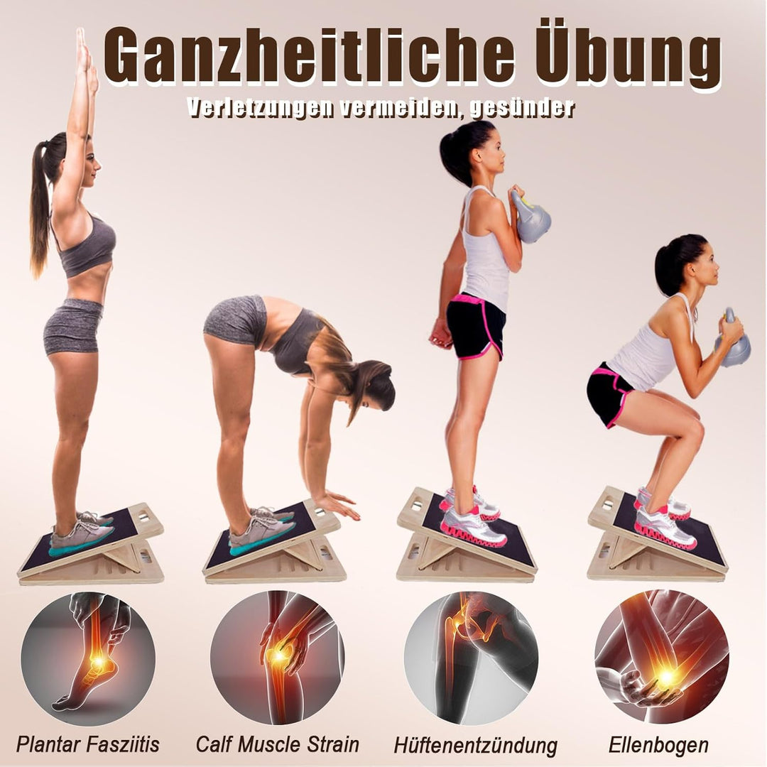 Schrägbrett und Mobility Board aus Holz, Wadendehner für Physiotherapie, Verstellbares‌ Slant Balanc