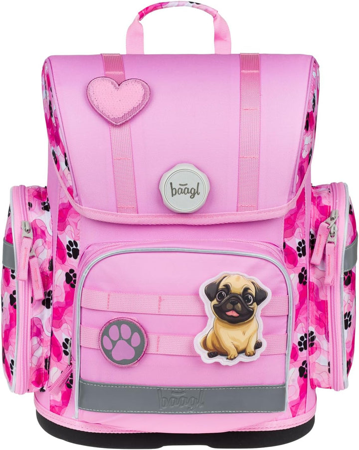 Baagl Schulranzen Jungen Mädchen Set 3 Teilig, Ergo Schultasche für 1. Klasse, Ergonomische Grundsch