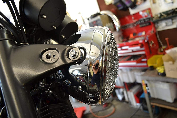 Alchemy Parts 7" Zoll Netz Scheinwerfer Metall Grill Abdeckung Chrom für Scrambler Projekt Massgefer