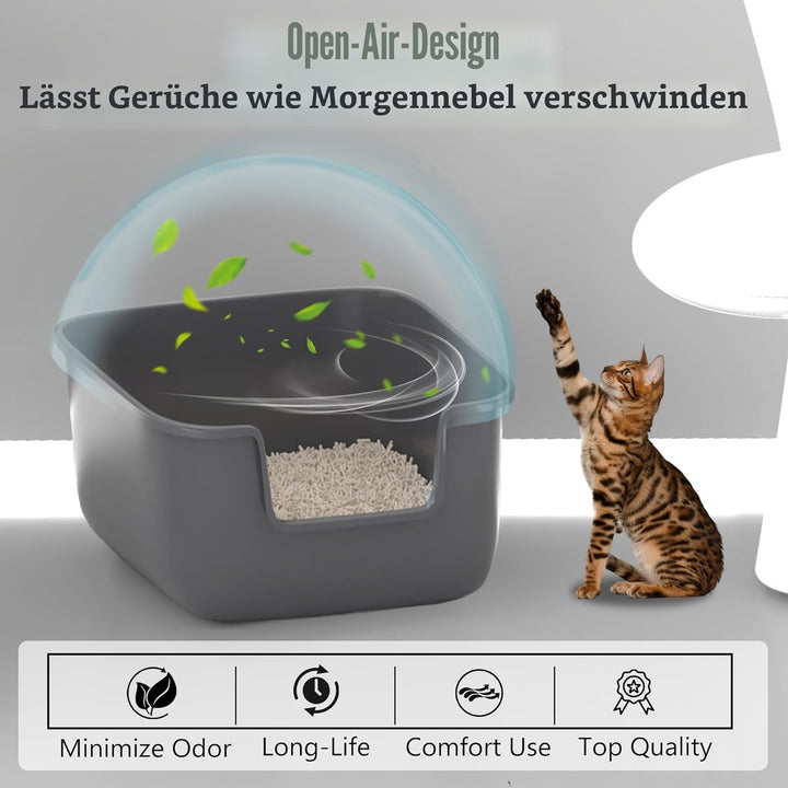 Suhaco Katzenklo Mit Hohem Rand Anti-Spritz Oben Einstieg 49 x 42 x 22 cm Leicht Zu Reinigen Katzent
