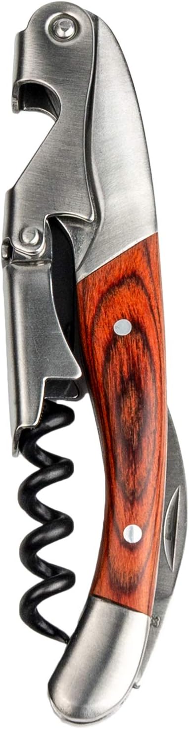 Aperiti 42/TP-WSB Grunwerg 3-IN-1 Kellnermesser in Einer Geschenkschatulle aus Bambus, Edelstahl, 14