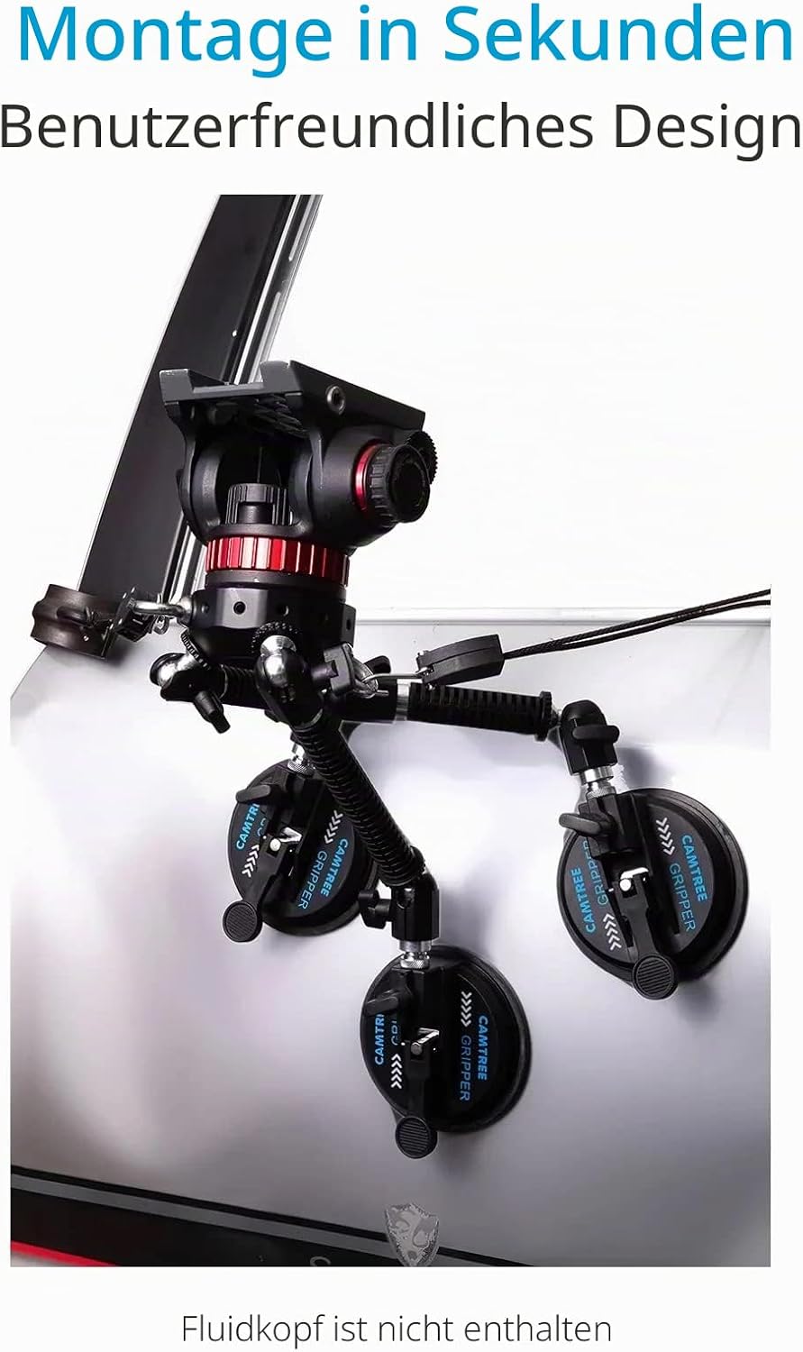 CAMTREE G-51 Professional Gripper Campod Car Mount Stabilizer - Black Triple Vacuum Suction Cup for