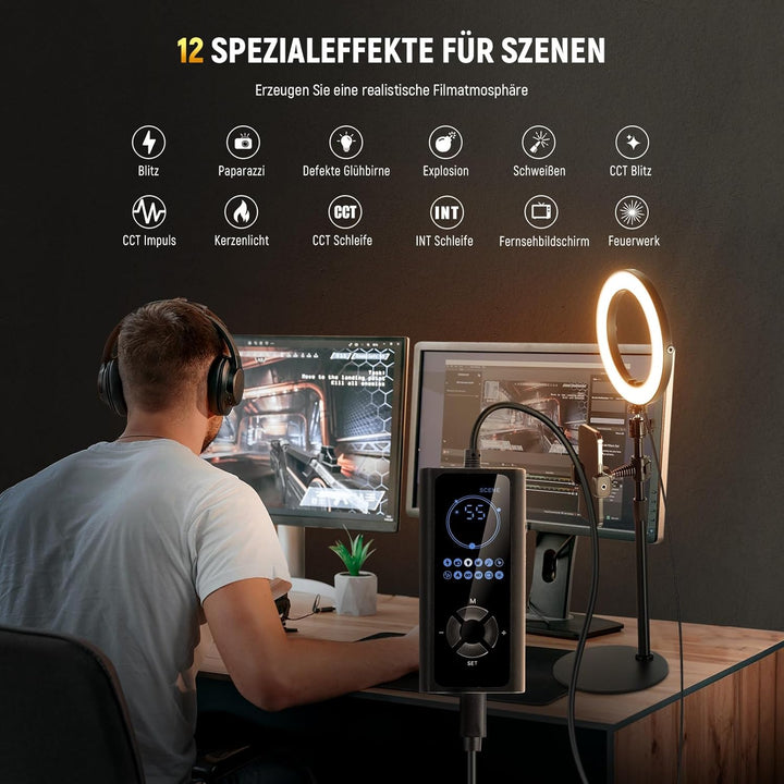 NEEWER 8" Tisch Ringlicht 18W Stark Leistung mit Ständer & Handyhalter, Circle Selfie Ring Licht kom