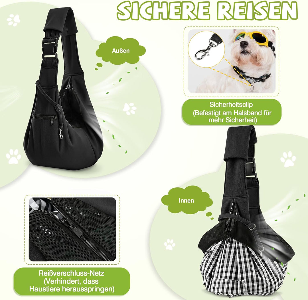 ALLSOPETS Hundetragetasche für Kleine Hunde und Katzen, Atmungsaktive Hundeschlinge mit Sicherheitsl