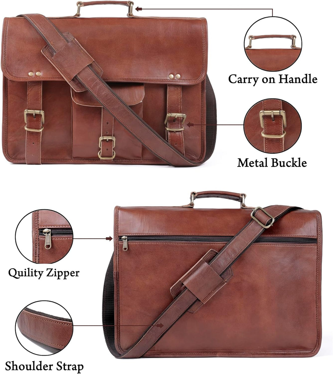 Honey Leather Exporters Umhängetasche Aktentasche aus Leder für Büro Laptop Tasche für Damen und Her
