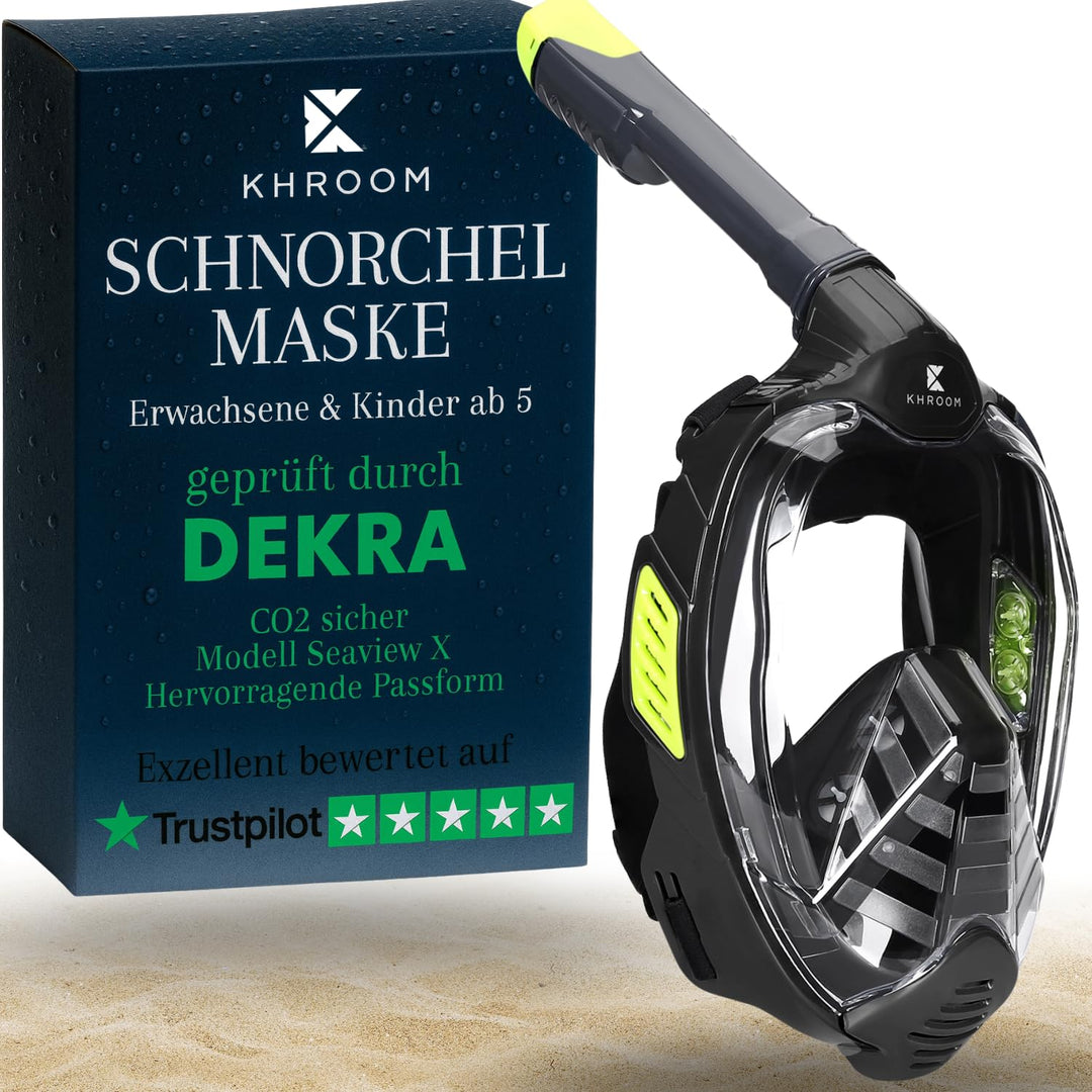 Khroom® von DEKRA® geprüfte CO2 sichere Schnorchelmaske Vollmaske | bekannt aus YouTube | Seaview X