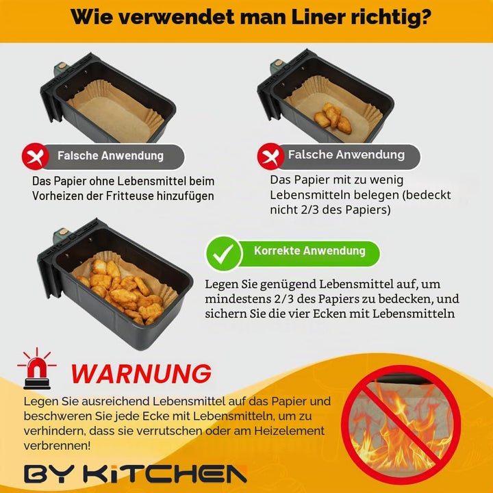BYKITCHEN 200 Stücke Backpapier für Heissluftfritteuse Ninja Double Stack XL 9.5L SL400EU, Airfryer
