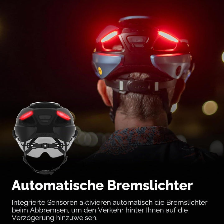 Lumos Ultra E-Bike Smart Helmet | NTA 8667 Certified | Front &amp; Rear LED Lights | Retractable Face Sh