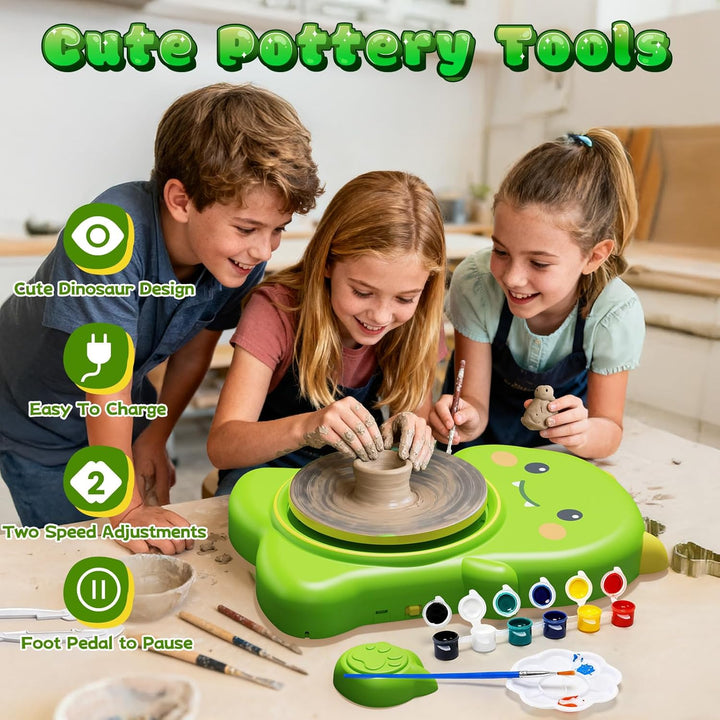 Skirfy Mini-Töpferscheiben-Maschinen-Set für Anfänger und Kinder, mit Licht, elektrisches Keramikrad