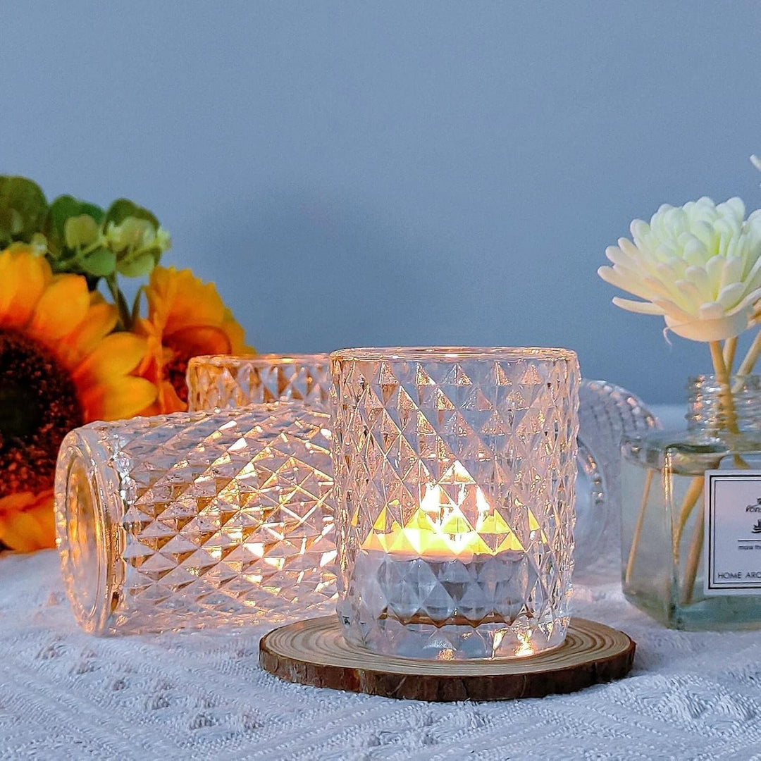 Vohocandle Klare Teelichthalter Glas mit 12, Teelichtgläser Vintage als Raumdekoration, Transparente