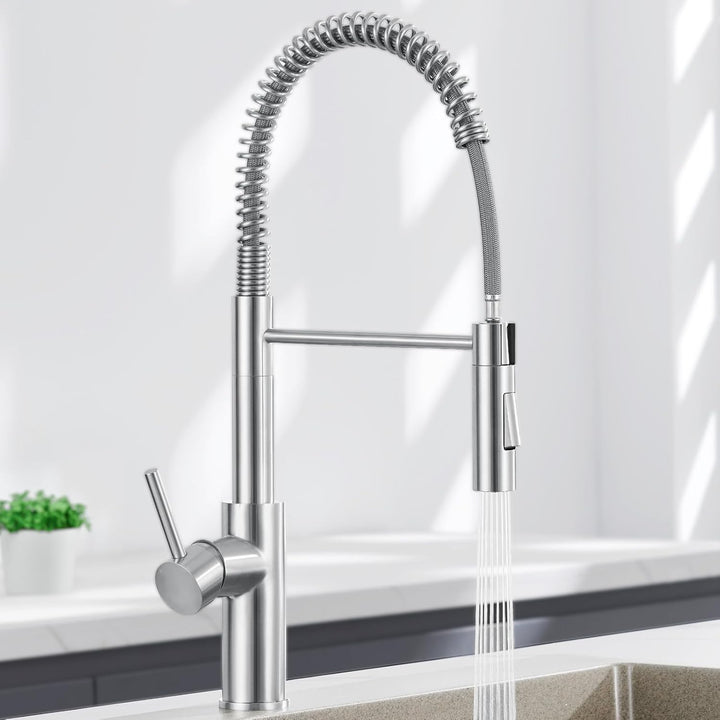 CECIPA Hochdruck Küchenarmatur mit Brause Herunterziehen, Wasserhahn Küche Ausziehbar mit 2 Wasserst