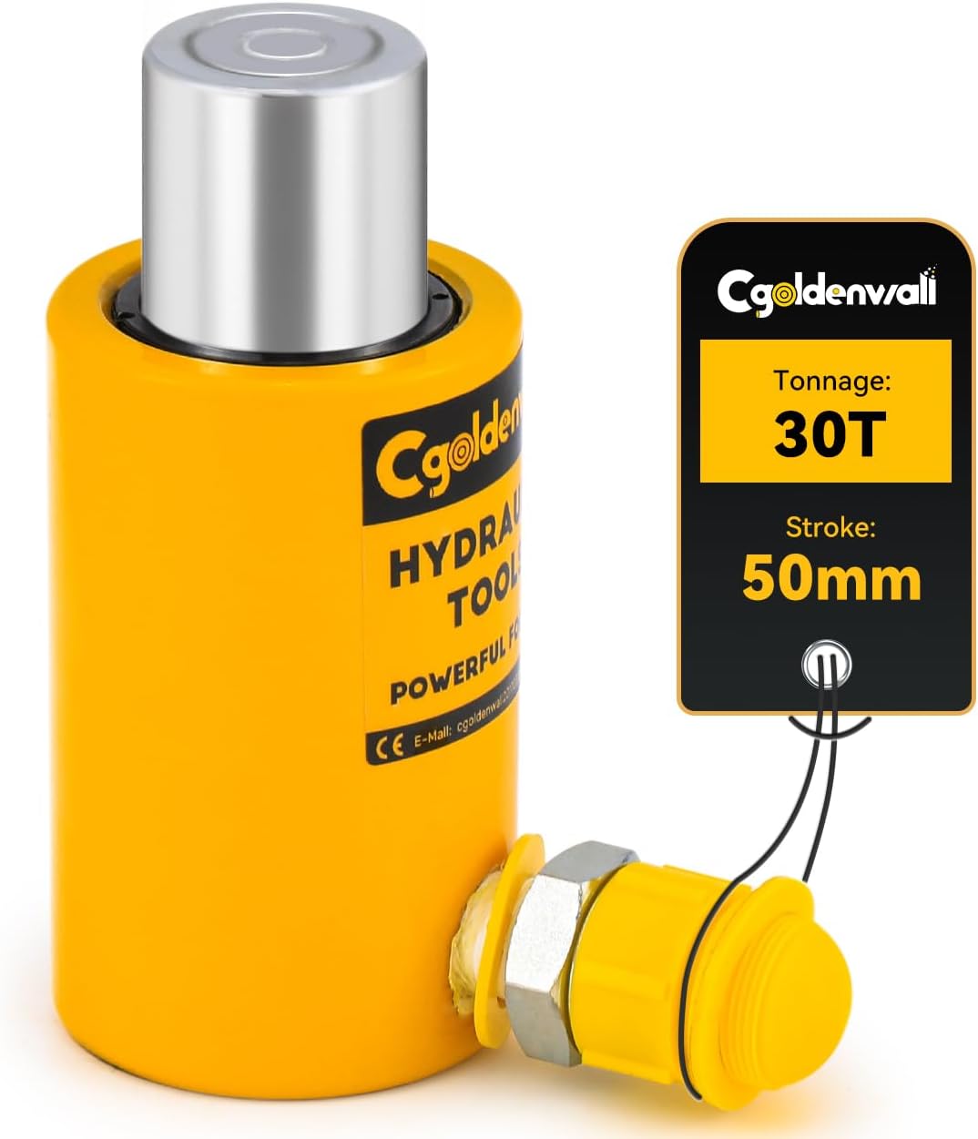 CGOLDENWALL Hydraulikzylinder 30T Einzelabschnitt Professioneller, Ultradünner, Hub 50 mm, Nutzfläch