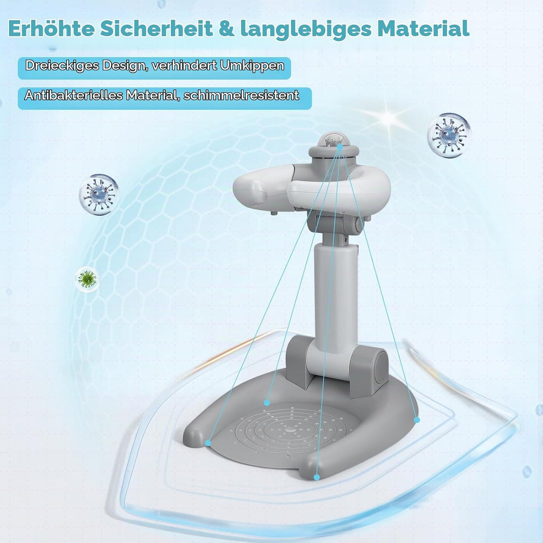 Verstellbar DuschstäNder Kinder,Baby Dusche Ständer,2-in-1 Faltbarer Baby-Duschständer mit Hocker