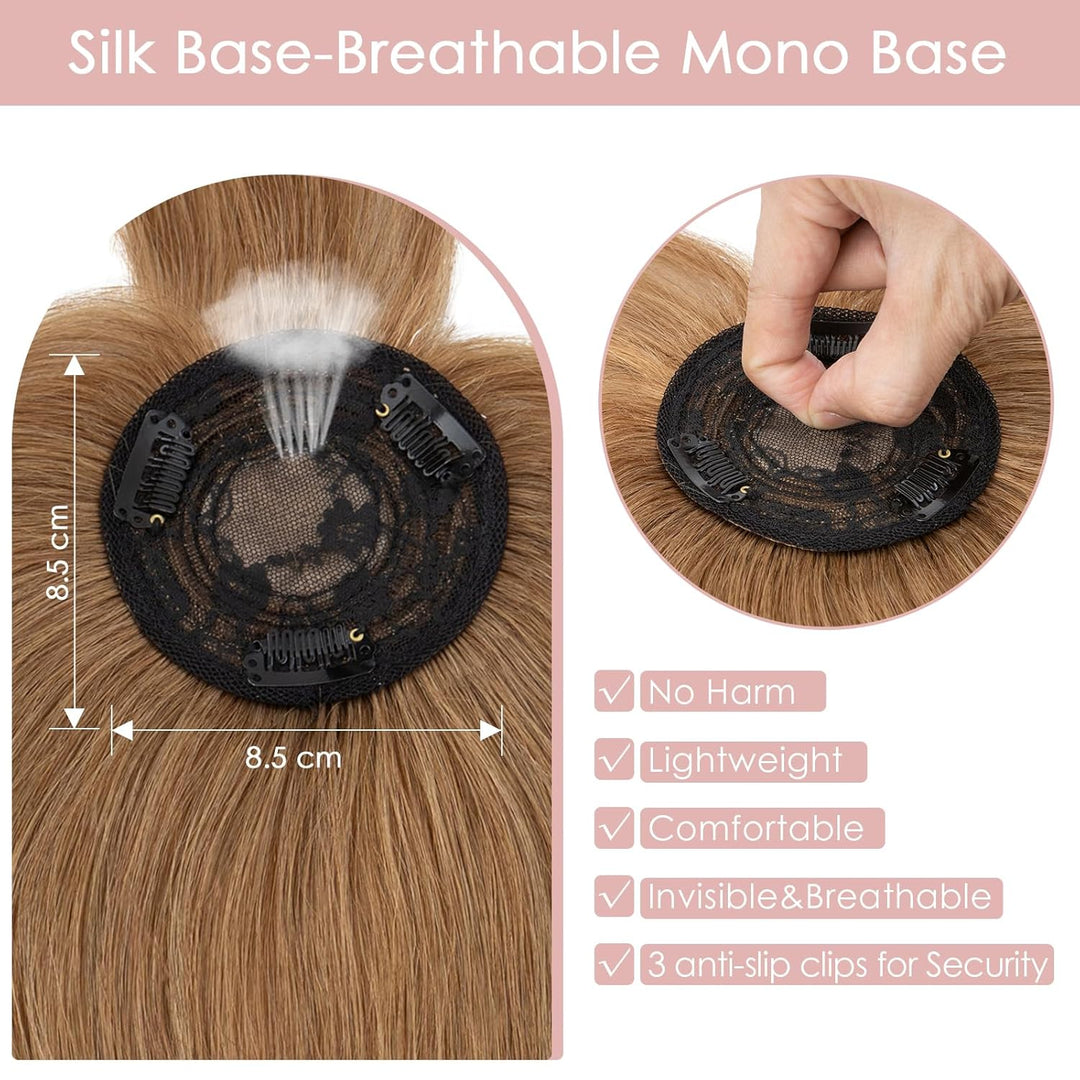 Silk-co Topper Extensions Haarteile Echthaar Clip in Extensions Echthaar Weich Natürlich Glatt Toupe