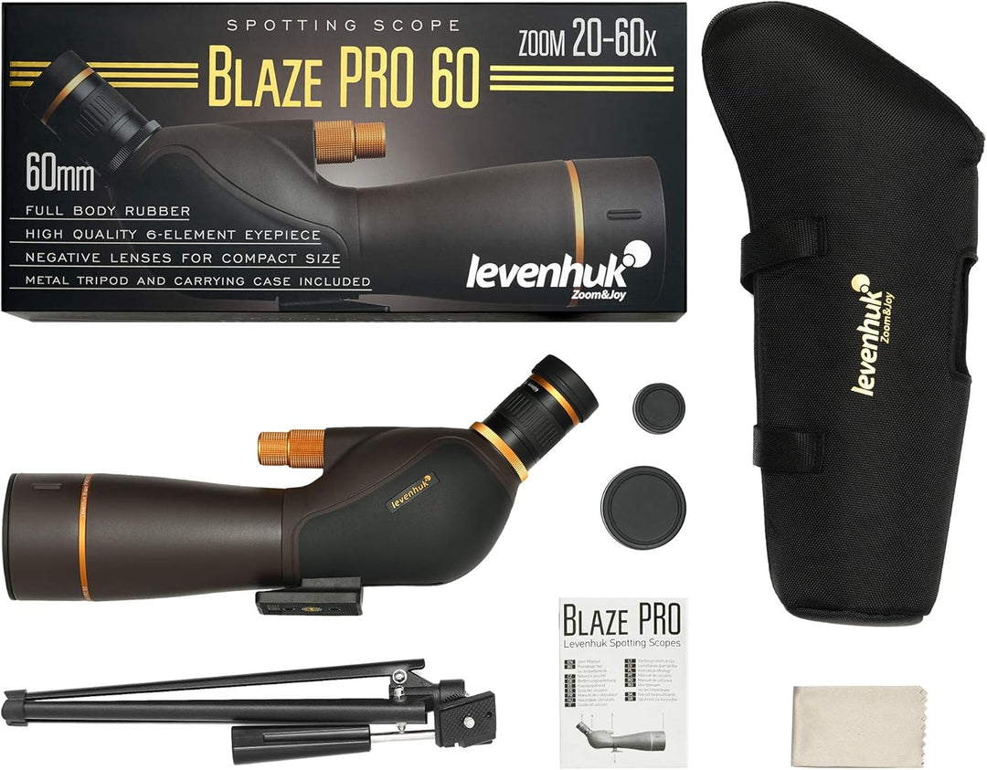 Levenhuk Blaze PRO 60 Wasserdichtes Zoom Spektiv mit Durchgehend Mehrfachvergüteter Optik, Winkeloku