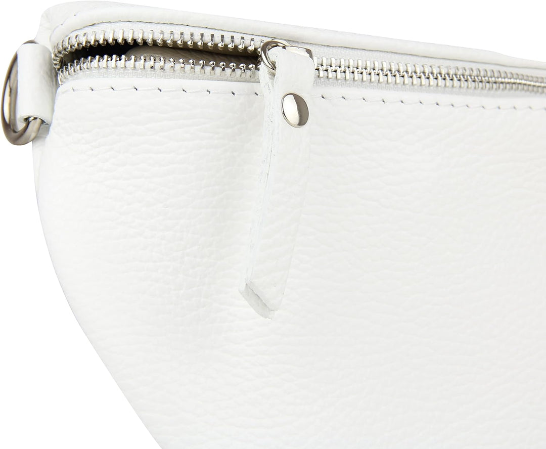 Frentree® Damen Echtleder Umhängetasche, Made in Italy, Crossbody Tasche Schultertasche mit silberne