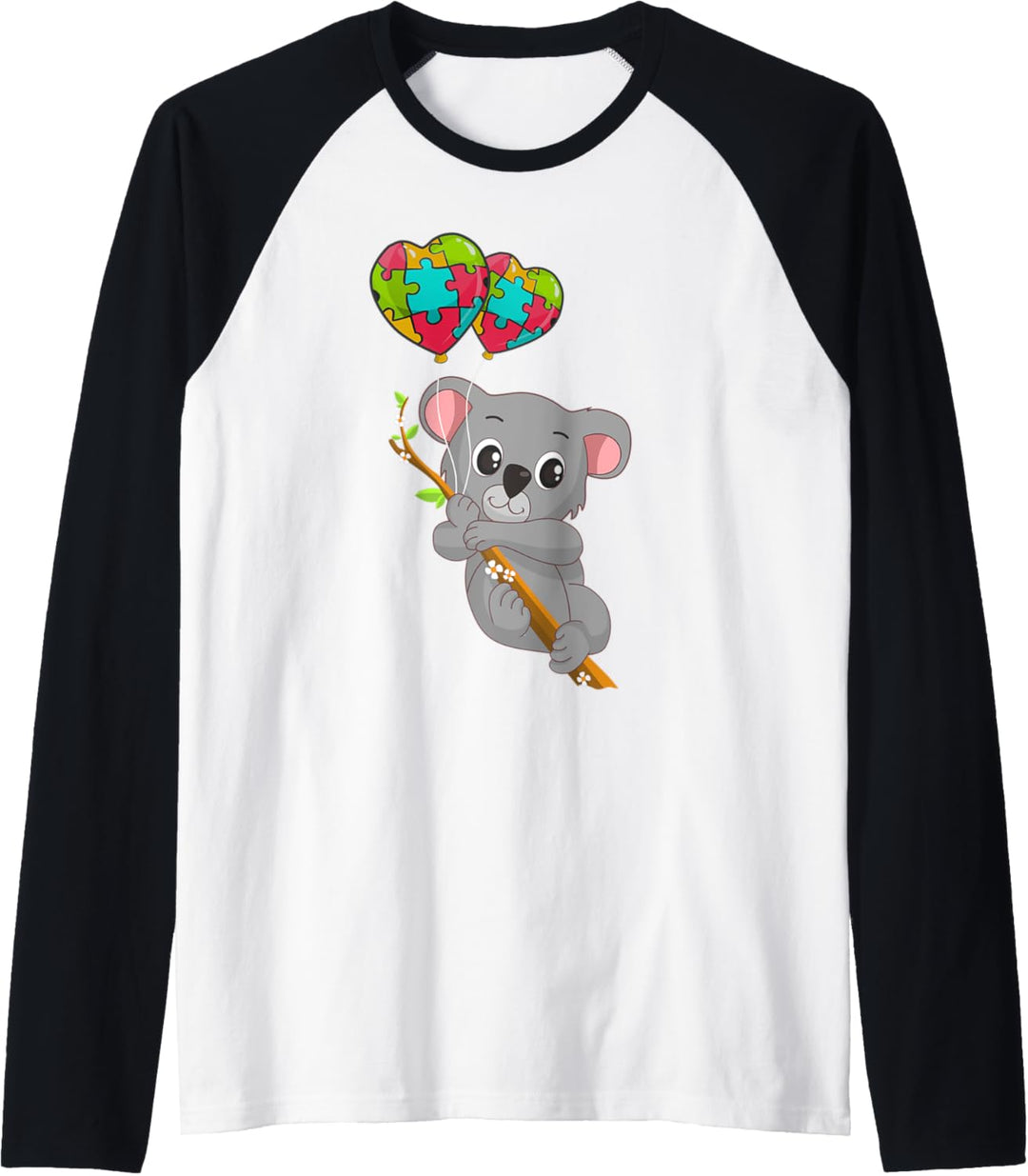 Autismus-Bewusstsein Koalabär Puzzles Herzballons Autismus Raglan