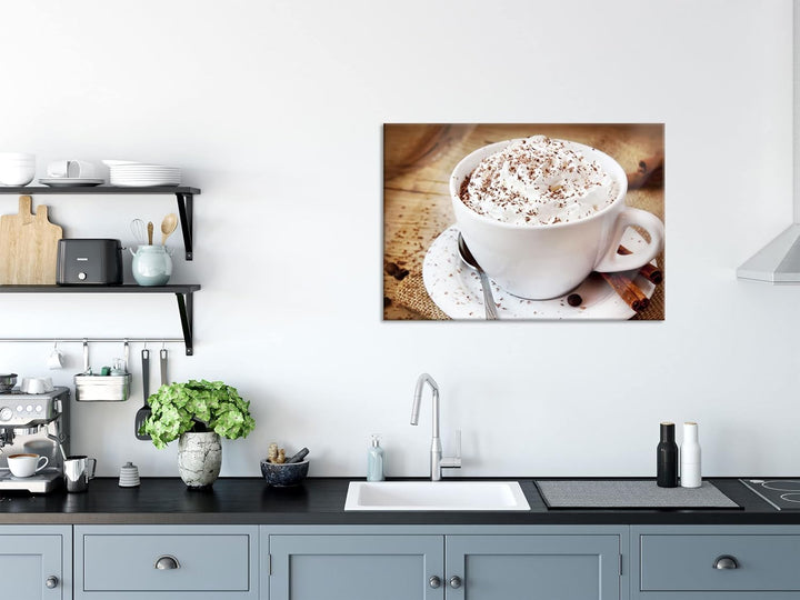 Pixxprint Glasbild | Wandbild aus Echtglas | Kaffee mit viel Creme | 60x40 cm | inkl. Aufhängung und