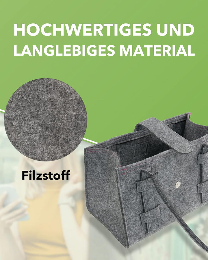 Tebewo Handtasche,Shopping Bag aus Filz, verschliessbare Einkaufs-Tasche mit Henkel, Einkaufskorb, f