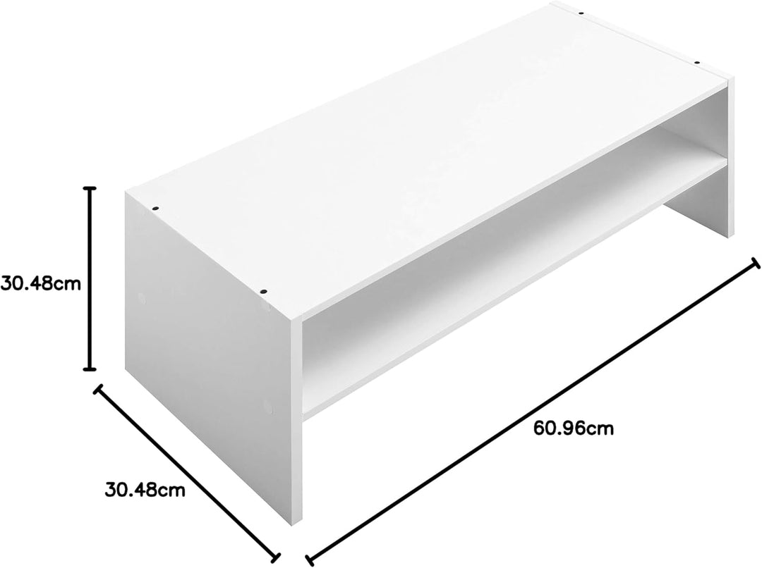 Whitmor Schuhregal aus Holz, stapelbar, 2 Ablagen, 61 cm, Weiss Weiss 24 INCH Modern, Weiss 24 INCH