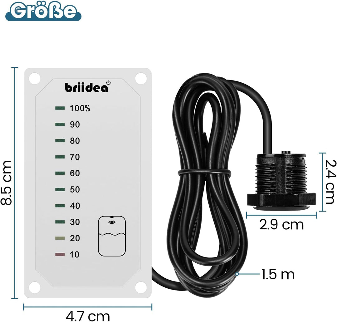 briidea HRWL-01W Frischwassertankanzeige, Füllstandsanzeige für Wassertank mit LED-Anzeige, Angetrie