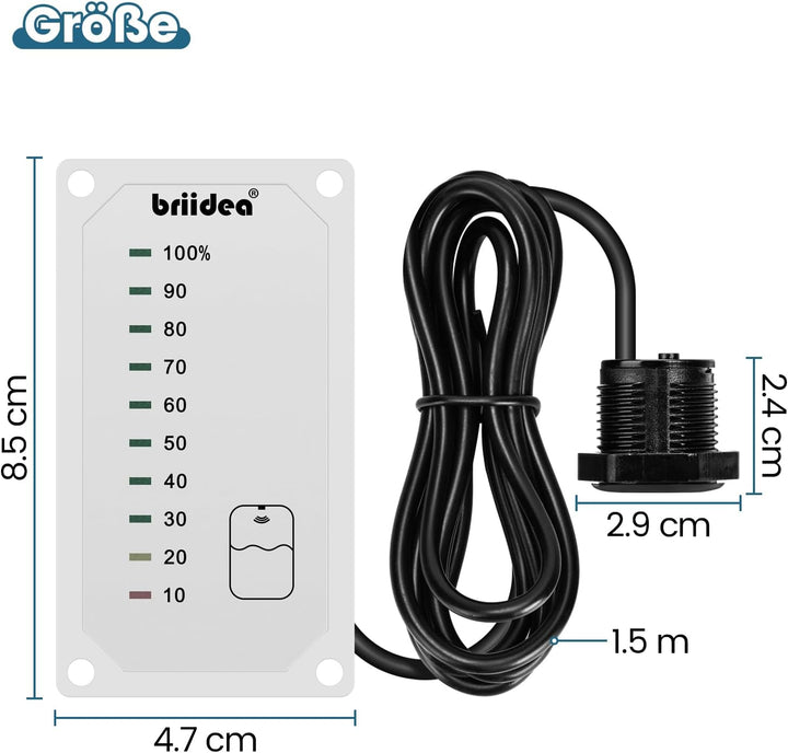 briidea HRWL-01W Frischwassertankanzeige, Füllstandsanzeige für Wassertank mit LED-Anzeige, Angetrie