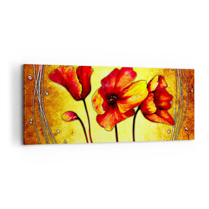 Wandbilder Dekoration Wohnzimmer Blumen Schilder Stiel Linien Panorama Bilder auf Leinwand 120x50cm