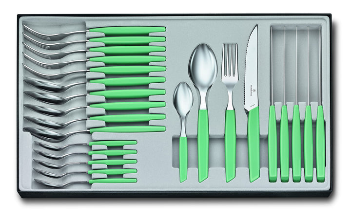 Victorinox Swiss Modern Besteck, 24-tlg mit Kunststoffgriffen, extra scharfe Klingen mit Wellenschli