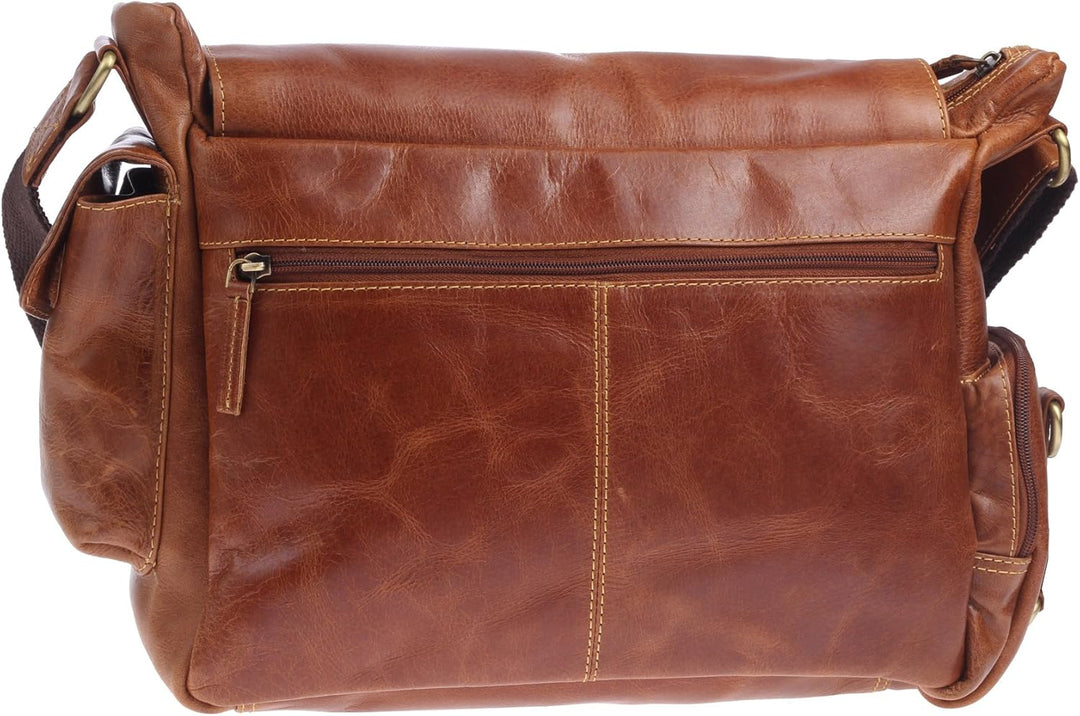 Greenburry Expedition Leder-Handtasche Ledertasche Umhängetasche - Echt Leder-Überschlagtasche - 39x