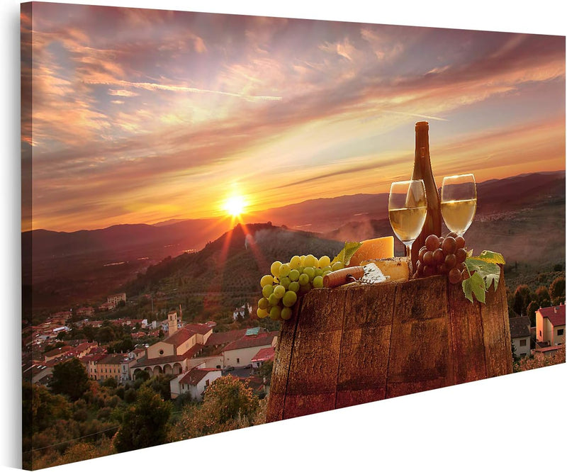 Bild auf Leinwand Weingut in der Chianti-Toskana Bilder Wandbild Poster Leinwandbild 100x57cm