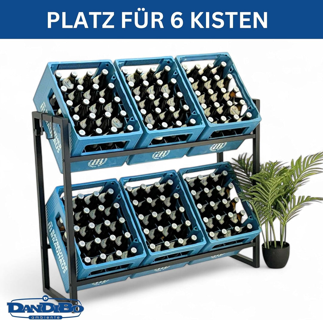 DanDiBo Getränkekistenregal 6 Kisten mit Gitter Haken 100 cm Metall 96598 Getränkeregal Kistenregal