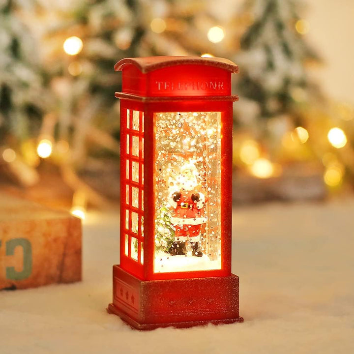 2 Stück Weihnachten Schneekugel Laterne LED Wasser Telefonzelle Weihnachtskugel Telefonkabine Orname