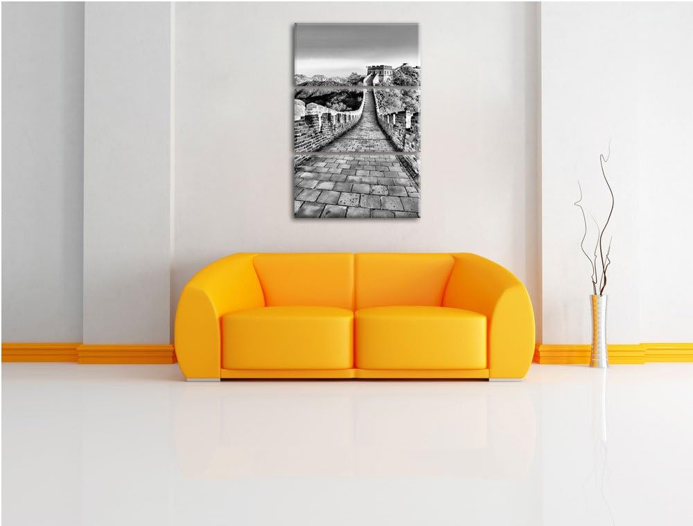 Pixxprint Monocrome, Grosse chinesische Mauer bei Sonnenaufgang 3-Teiler Leinwandbild 120x80 Bild au