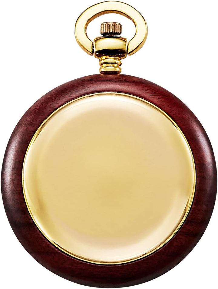 TREEWETO Unisex Holz Taschenuhr mit Kette Analog Quarz Römische Ziffern