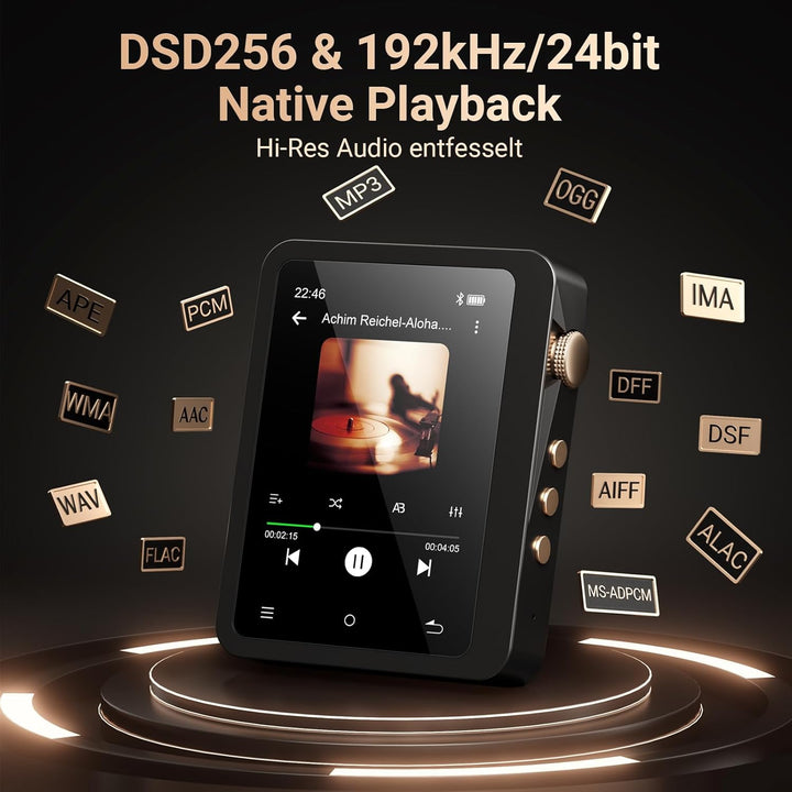 MECHEN 128GB Hi Res MP3 Player mit Bluetooth 5.3, Verlustfreier Hochauflösender Digitaler Ton, DSD D