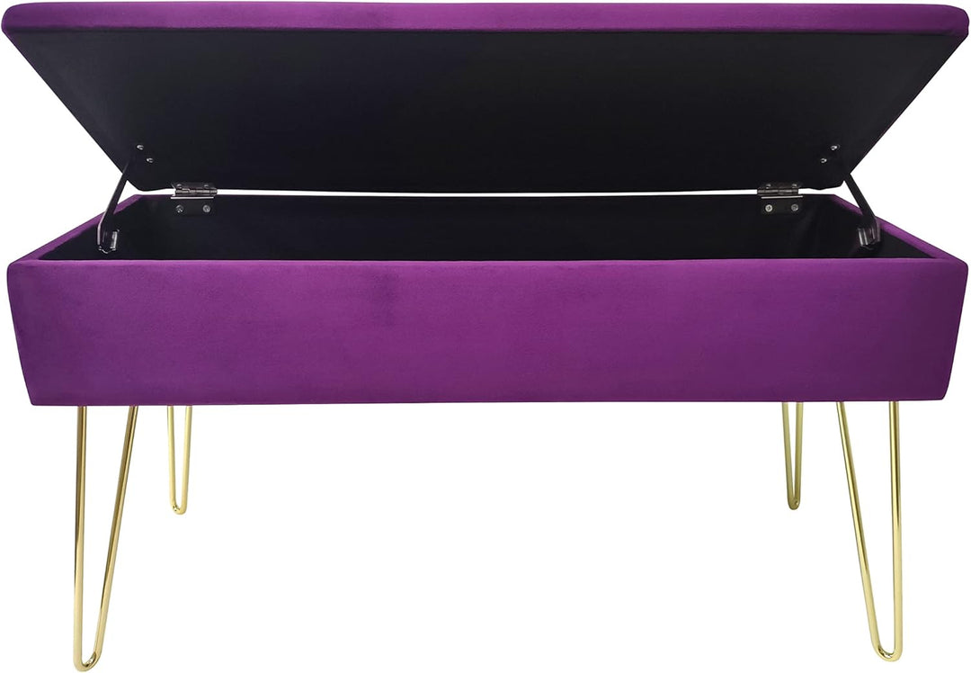 ECHTWERK Sitzbank “Scarlett“, Polsterbank mit Samtbezug, Aufbewahrungstruhe rechteckig, Schminkbank