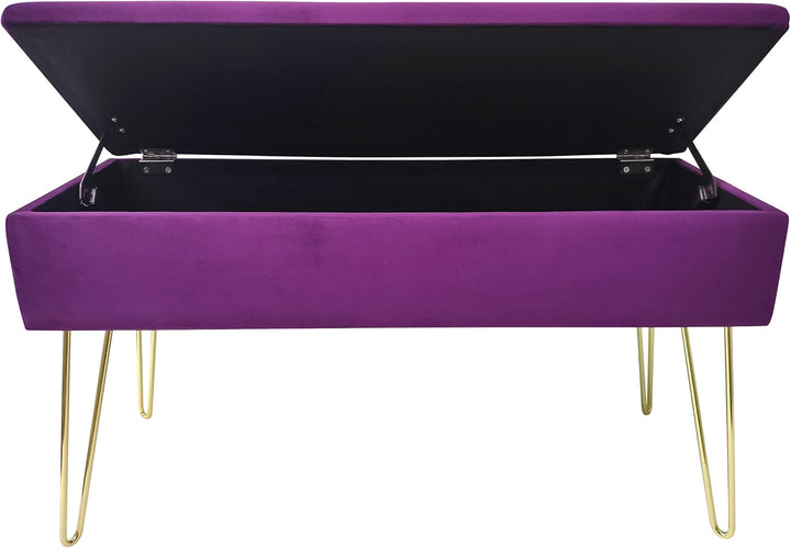 ECHTWERK Sitzbank “Scarlett“, Polsterbank mit Samtbezug, Aufbewahrungstruhe rechteckig, Schminkbank
