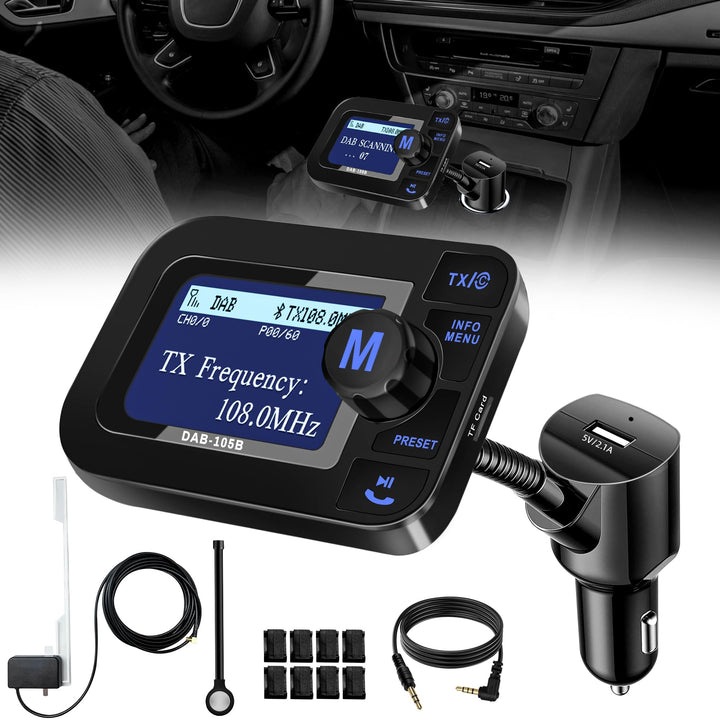 DeeprBetter DAB+ Adapter für Autoradio, DAB Adapter Stereoanlage mit 2,3 LCD-Display, Plug&Play Auto