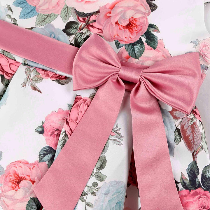 BUNNY LULU Mädchen Kleid mit schräger Schulter, Brautjungfer, Hochzeit, Prinzessin, Kinder, Schleife