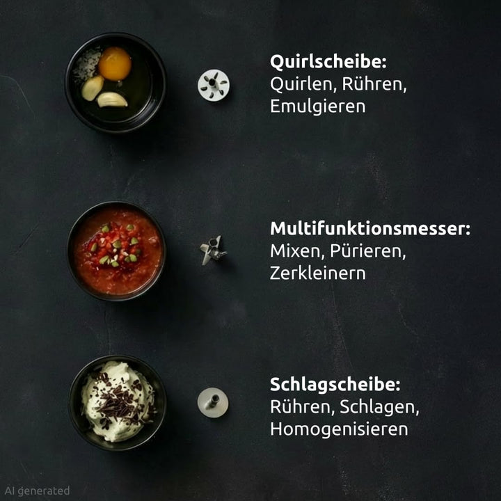 bamix Stabmixer Set M250 PRIME inkl. Multifunktionsmesser, Quirl, Schlagscheibe aus Edelstahl, 250 W