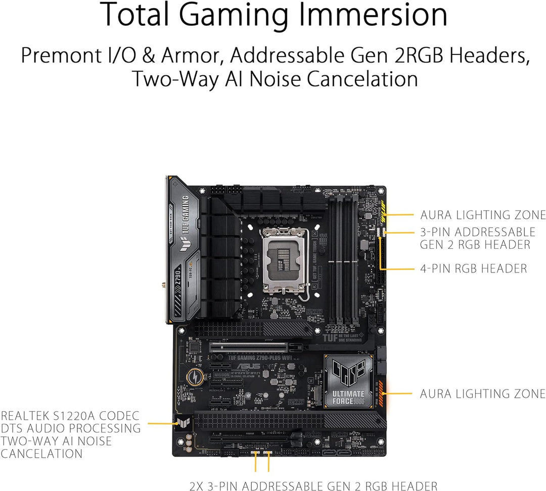 ASUS TUF Gaming Z790-PLUS WiFi Mainboard Intel Z790 LGA 1700 ATX (PCIe 5.0, Four M.2, 16+1 DrMOS, DD