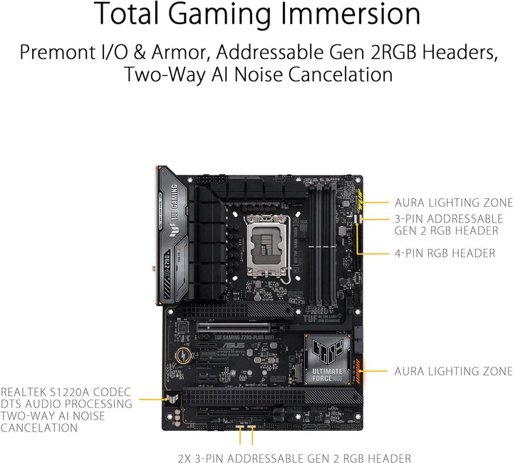 ASUS TUF Gaming Z790-PLUS WiFi Mainboard Intel Z790 LGA 1700 ATX (PCIe 5.0, Four M.2, 16+1 DrMOS, DD