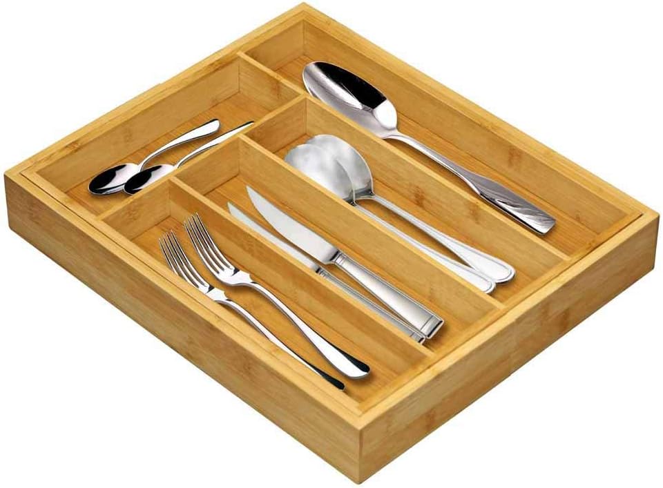 BAKAJI Besteckkasten Schublade 33.5 x 29 x 5 cm Bamboo Naturale, 33.5 x 29 x 5 cm Bamboo Naturale